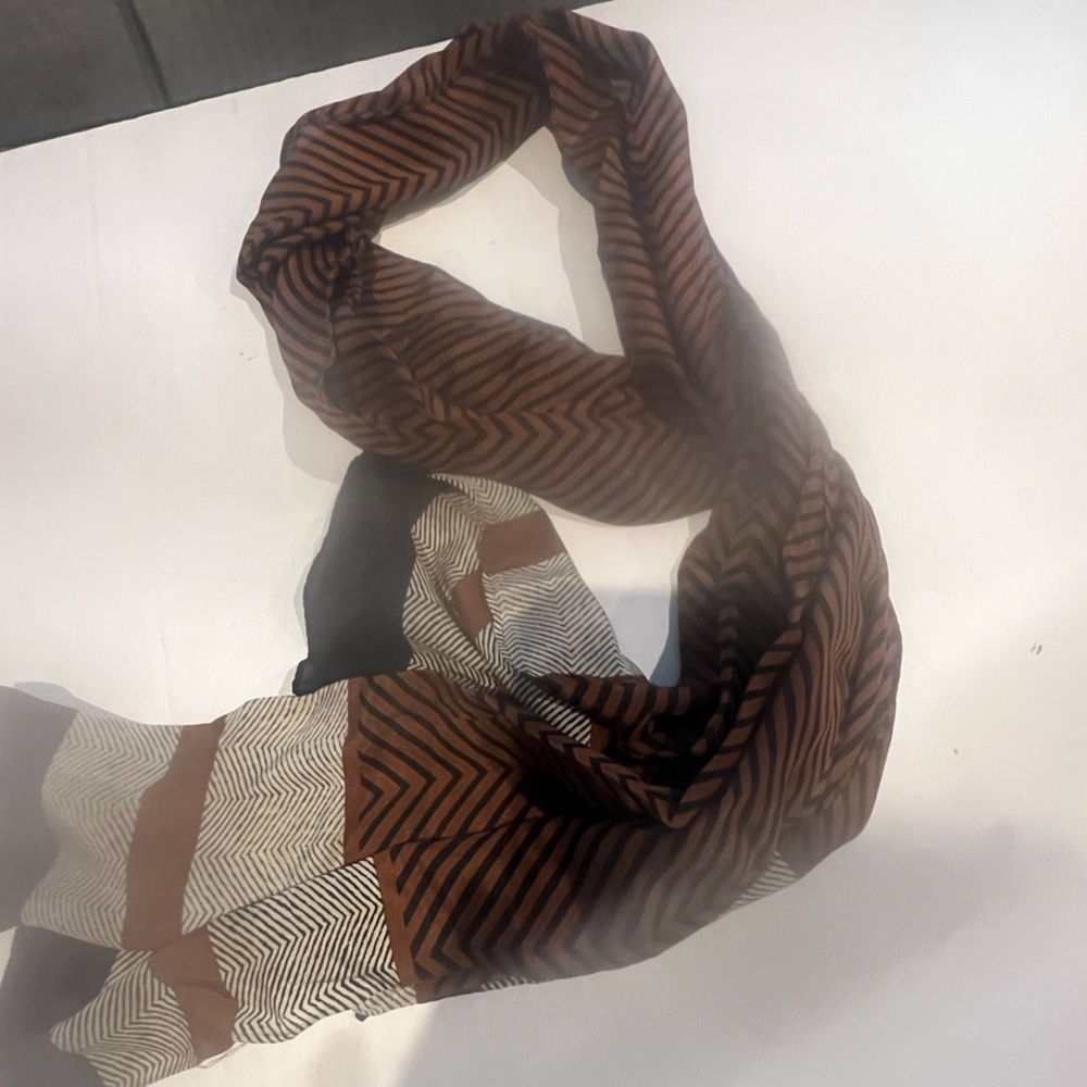 Echo scarf/head wrap, brown, black, beige